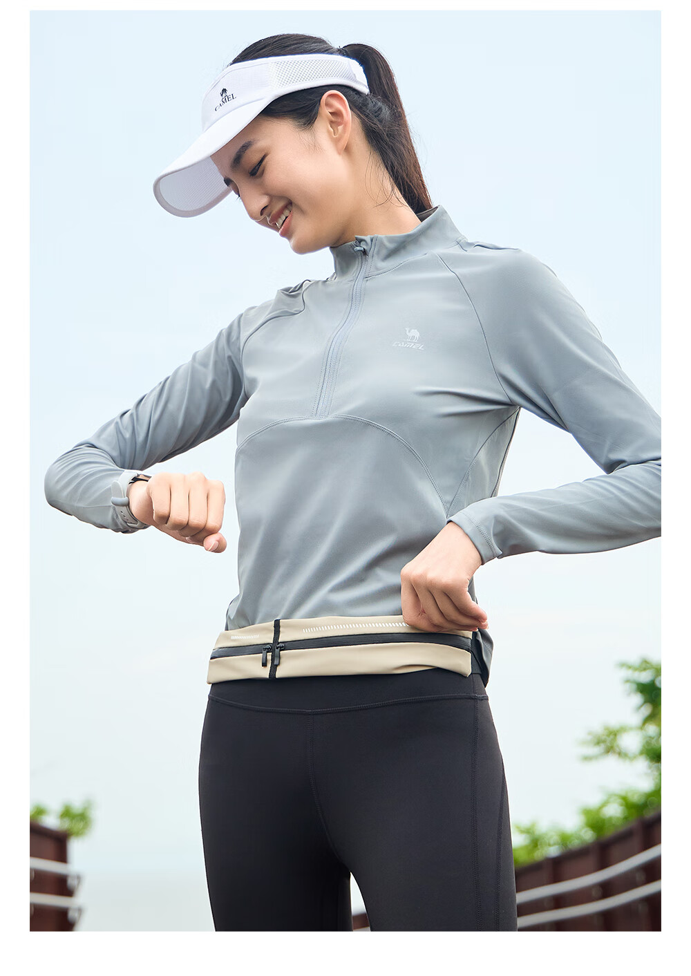 CAMEL Sports Waist Bag Unisex Running Phone Waist Pack Fitness Mini Belt 8W3AMT002A Black 16