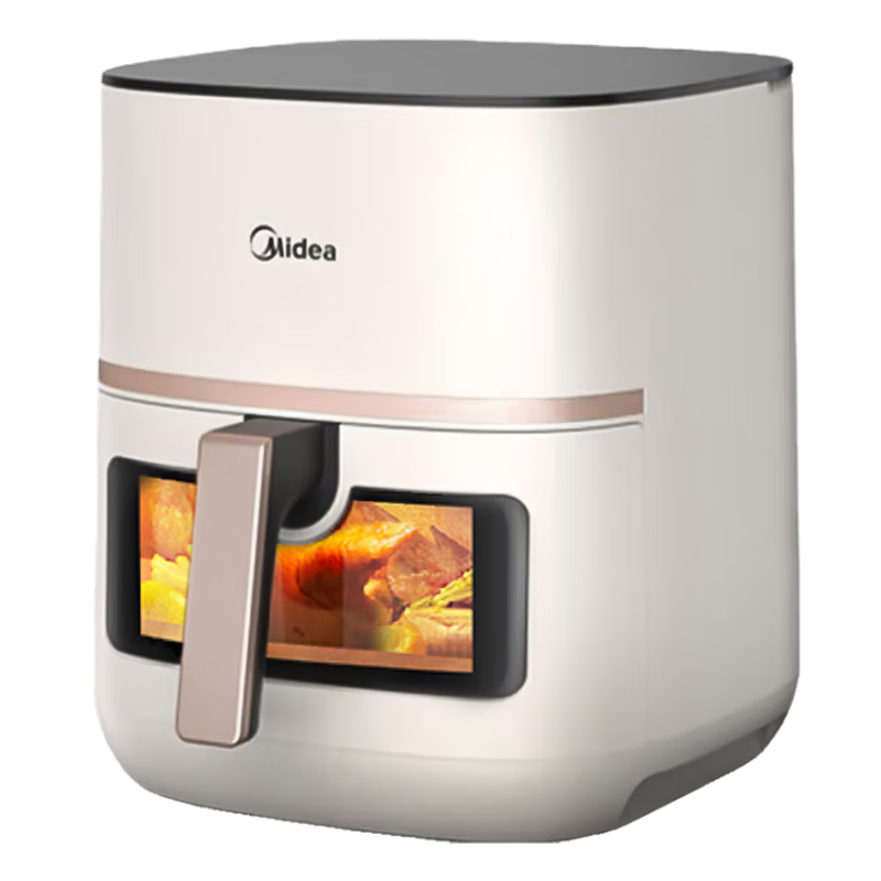 Midea Dual Heating Air Fryer with No-Flip Design, Small Home Appliance, Multifunctional Steaming And Baking All-In Visible Hot Air Circulation Steam Tender Frying Metal Inner Pot KZC5394