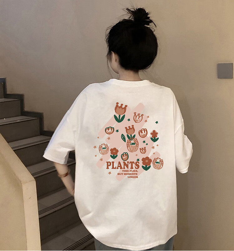 TonLion 2025 Summer Women's Crew Neck Back Graphic Short Sleeve T-Shirt 8