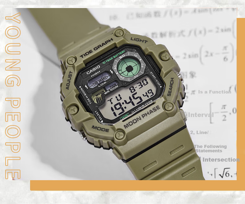 Casio Watch, Sports Square Dial, Retro Student Watch, WS-1400H 13