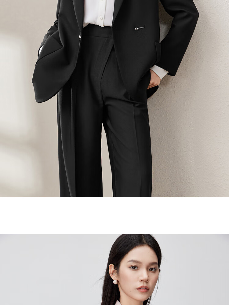 Sentubila Casual Commuter Blazer for Women, Spring And Autumn Loose Fit Jacket with High-End Style, Black, Size L 7