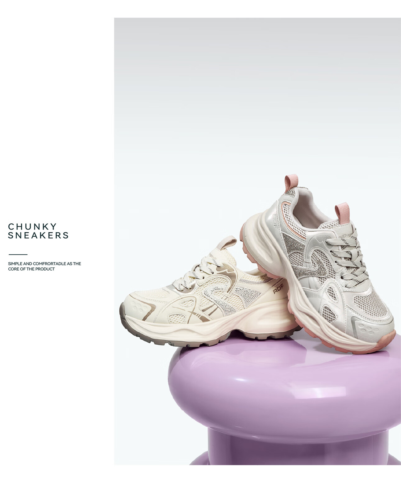 RED DRAGONFLY Chunky Sneakers for Women, Thick-Soled Height-Increasing Versatile Mesh Shoes, Sports Running Shoes WTB35259 Beige Size 36 14