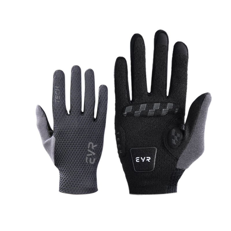 EVR Cycling Gloves for Men And Women, Reflective Logo, Breathable, Shock-Absorbing, Non-Slip Outdoor Sports Equipment, Black, Size L