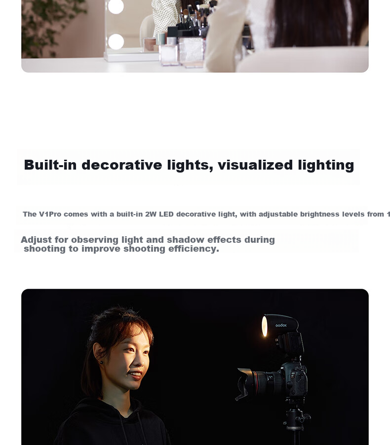Godox V1Pro Hot Shoe Flash, High-Speed Sync, TTL Auto Metering, Lithium Battery, Hot Shoe Mount, Pocket Light, Portable for Outdoor Shooting And Wedding Photography [Official Standard Configuration] Sony Versio 8
