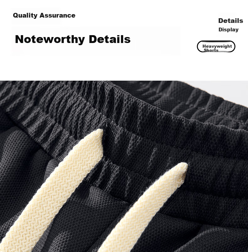 GENIOLAMODE Men's Shorts, Summer Style, Heavy 300G, Casual Draping Loose Fit, Athletic Straight-Leg Five-Point Pants for Young Me 23