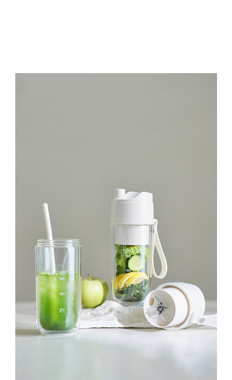 Olayks Instant Double-Layer Glass Juicer Cup Hollow Insulated Portable Juicer Multifunctional Small Household Juice Blender Fresh Fruit and Vegetable Juicer with Ice Crushing Travel Cup 13
