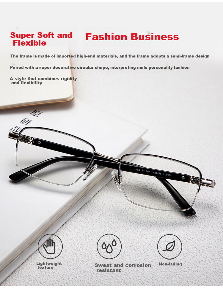 Xiyanghong Bifocal Anti-Blue Light Reading Glasses for Men And Women, Ultra-Light High-Definition Presbyopic Glasses AX5336 300 Degrees 6