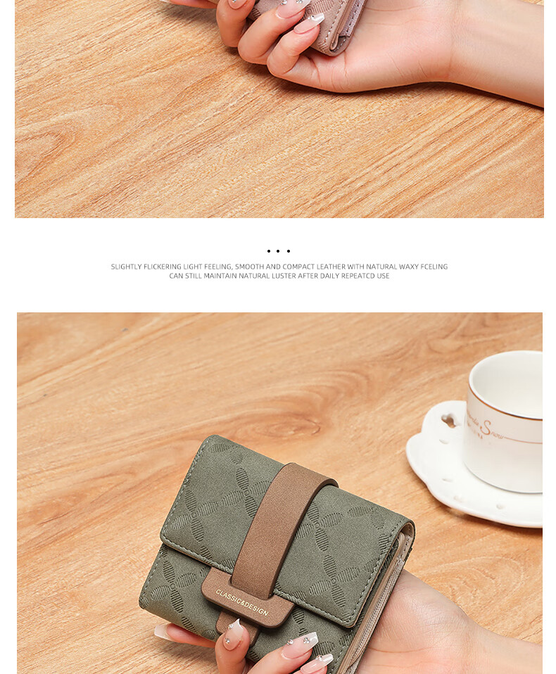 YUYULA Women's Short Folding Wallet Multifunctional Card Holder Leather Luxury ID Case Birthday Gift 6