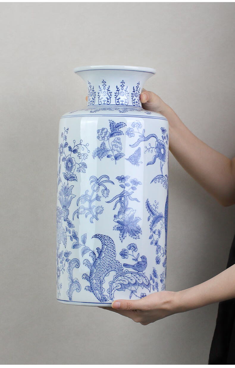Qiju Yaji Ceramic Vase Living Room Study Decoration Good Meaning New Chinese Style Vase Parrot White Glaze Birdsong Flower Bloom 8 Inch 30007 7