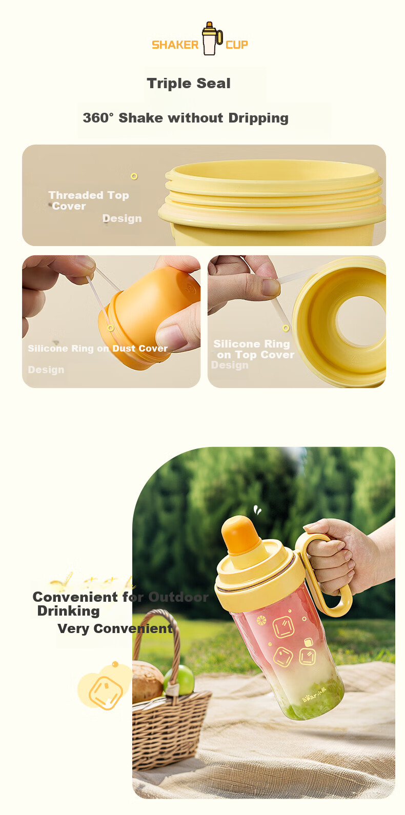 Bear Shaker Cup Handcrafted Lemon Tea Home Cocktail Mixer Set Multifunctional Plastic Milk Tea Cup Ice Tumbler 700ml 5