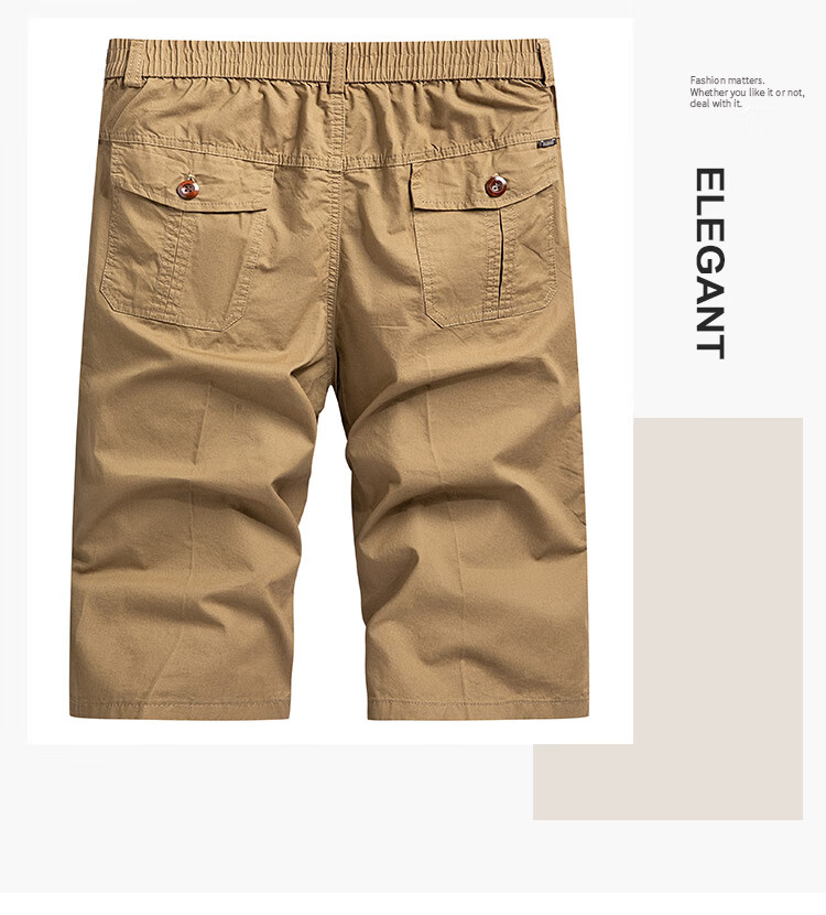 ROMON Summer Men's Workwear Cropped Pants Cotton Breathable Simple Youth Sports Shorts Beach Pants Xinjiang Pure Cotton 3