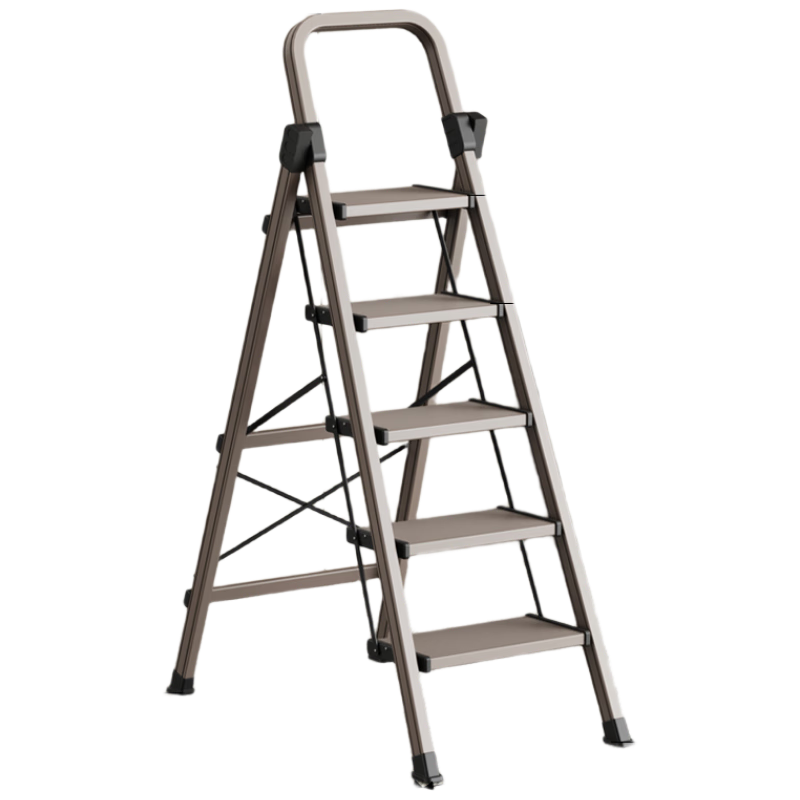 DELIXI Household Ladder, Foldable Multi-Functional A-Frame Ladder, Portable Aluminum Alloy Climbing Ladder, Small Step Ladder with Five Steps
