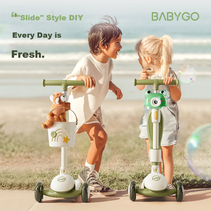 BG-BABYGO Children's Scooter for Ages 1-3 Toddler Learning Walker Balance Bike First Birthday Gift Baby Stroller Toy Two-I