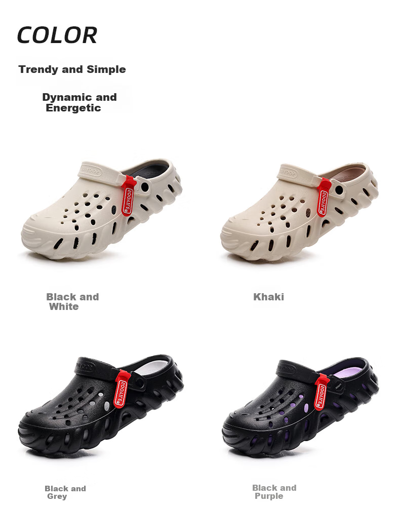 GUOLUOFEI Meteorite Hole Shoes for Men, Summer Trendy Brand, Comfortable Outdoor Driving Sandals, Beach Slippers, Black And Gray, Size 44-45 6