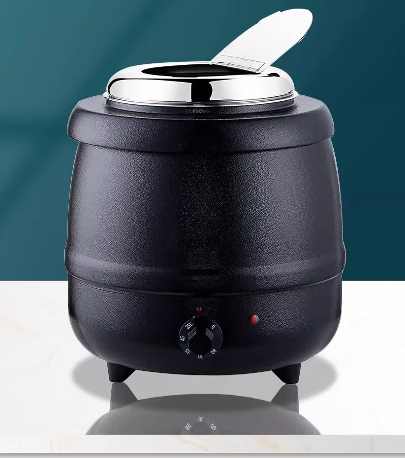 Danshi Zhiyuan Hotel Buffet Electric Heated Soup Warmer Pot 10L Black/Large Mouth Lid 304 Stainless Steel (Jingcang) 2