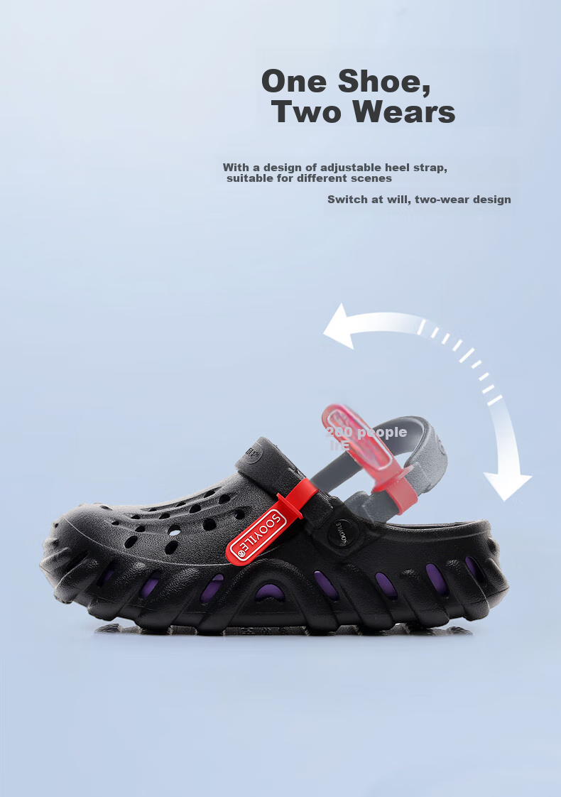 GUOLUOFEI Meteorite Hole Shoes for Men, Summer Trendy Brand, Comfortable Outdoor Driving Sandals, Beach Slippers, Black And Gray, Size 44-45 4