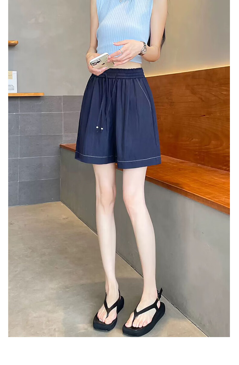 XUEXIMAN Tencel Denim Shorts for Women, 2025 Summer New Thin High-Waist A-Line Slimming Knee-Length Shorts 15