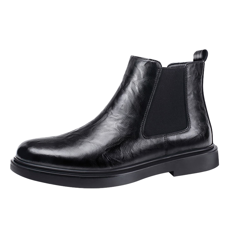 Qunlang·Heritage Chelsea Boots Men's 2026 New Spring Autumn Genuine Leather Thick Sole Martin Boots Mid-Top Business Shoes British Short Boots
