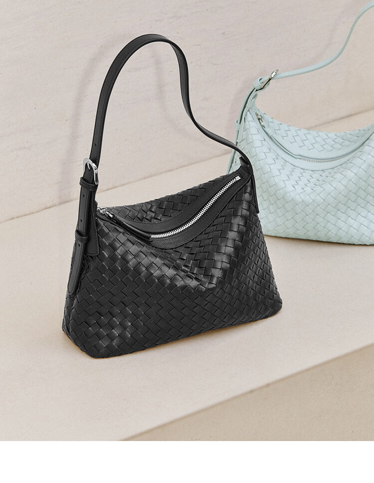 Mood Lambskin Woven Bag, Blue Underarm Beach Bag, Hobo Commuter Large Capacity Shoulder Crossbody Dumpling Bag, Birthday Gift 13