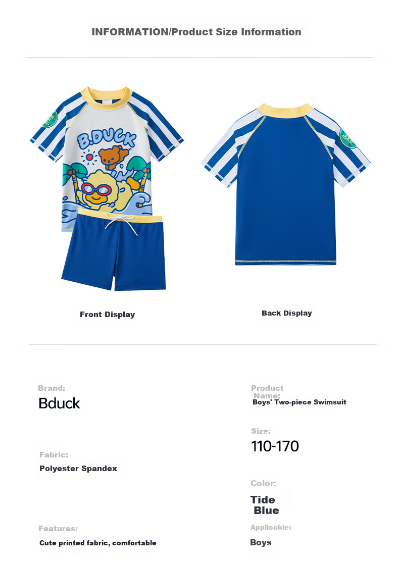 B.Duck Boys' Swim Trunks, Youth Two-Piece Swimsuit, Diving Beginner Equipment 2