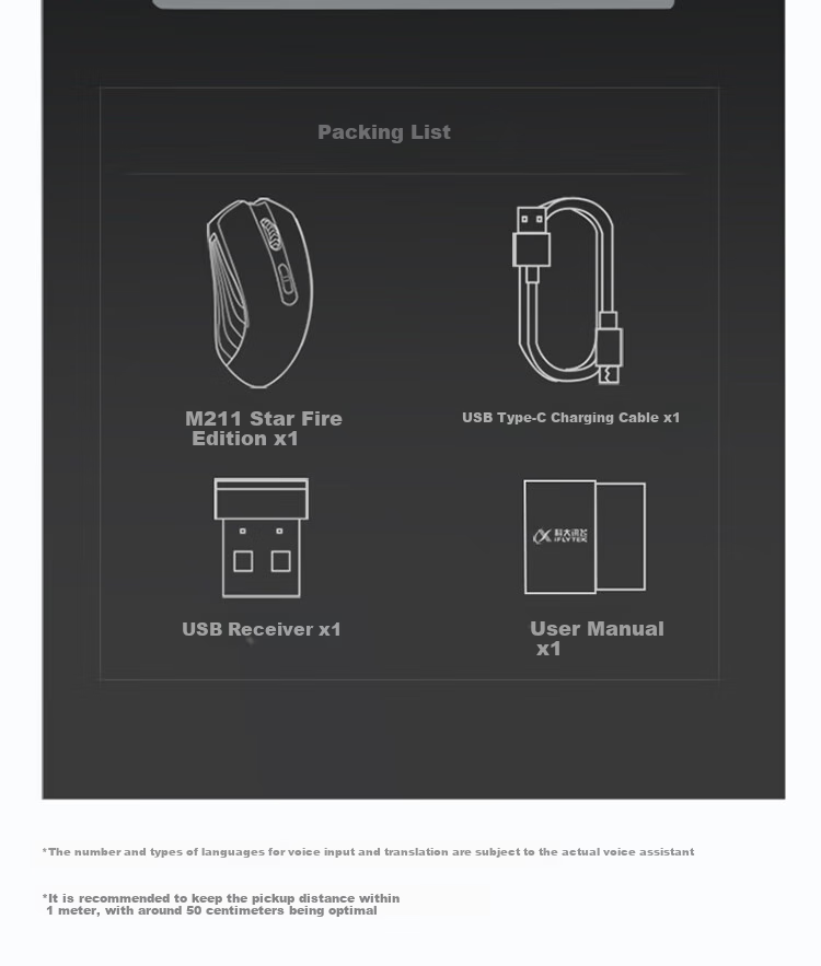 IFLYTEK M211 Starlight Edition Ergonomic Wireless Mouse Bluetooth Mouse Sold by JD Smart Voice Quiet Office Mouse Black 10