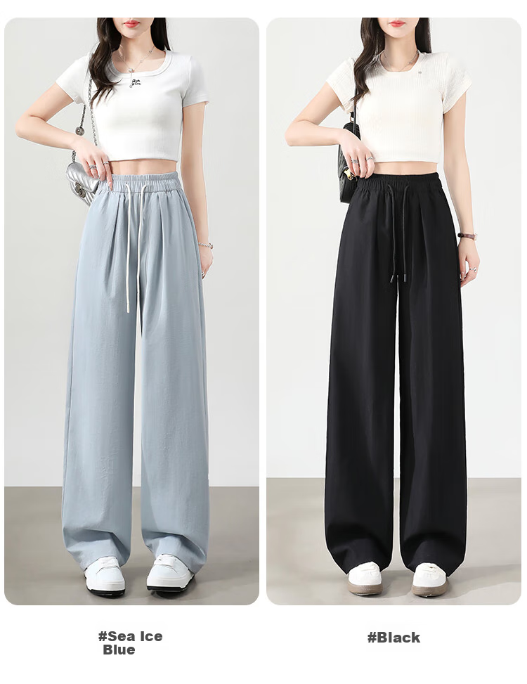 XUEXIMAN Cool Wide-Leg Pants for Women, Summer Lightweight 2026 New High-Waist Draping Loose Quick-Dry Lazy-Feel Mafu Yamamoto Pants 15