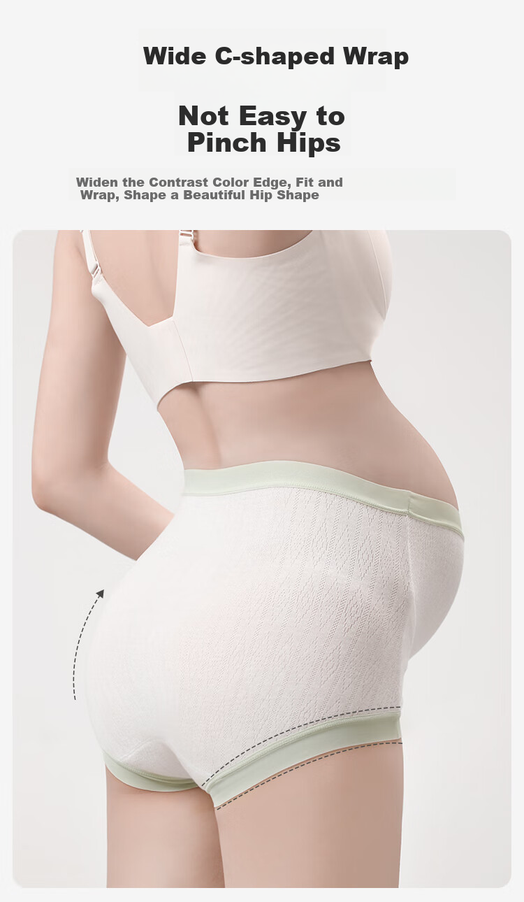 Aibaoshi Maternity Underwear, High-Waist Pure Cotton Antibacterial Crotch, Belly Support Panties for Pregnancy, 3-Pack, XL Size M429 10