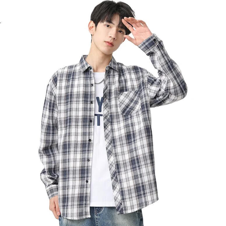 Рубашка мужская Jeanswest, клетчатая, с длинным рукавом, трендовая, черная, размер XL