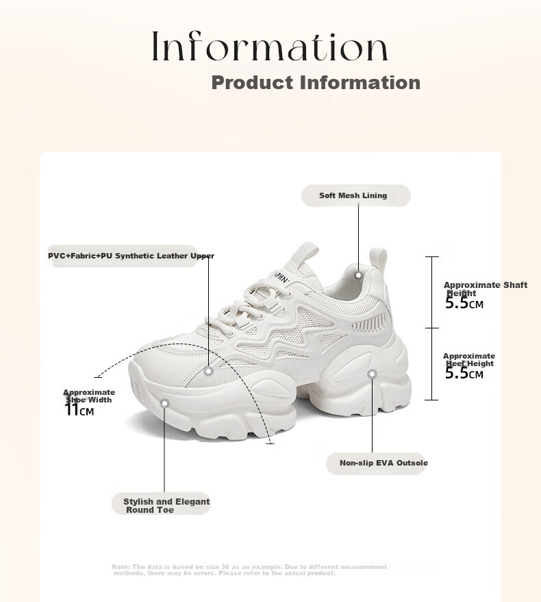 Daphne Dad Shoes for Women, 2026 New Autumn Style, Thick-Soled, Height-Increasing for Petite Women, Casual Shoes, White Sneakers, Versatile Sports Shoes 3