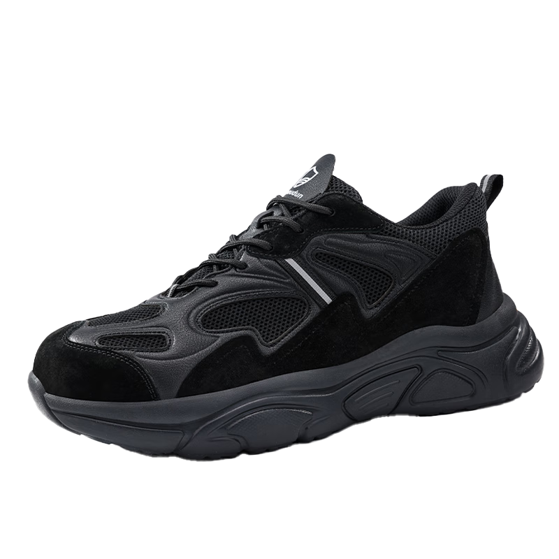 BlueOwl Shield Men's Safety Work Shoes Non-Slip Wear-Resistant Steel Toe Anti-Smash Anti-Puncture Ultra-Light Odor-Resistant D281BK Size 44
