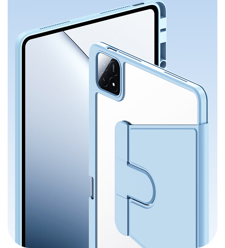 Zhisi Hui Compatible Xiaomi Pad 7 Ultra 14-inch Rotatable Transparent Silicone Case with Pen Slot, Full Coverage Shockproof Slim Gray Cover 6
