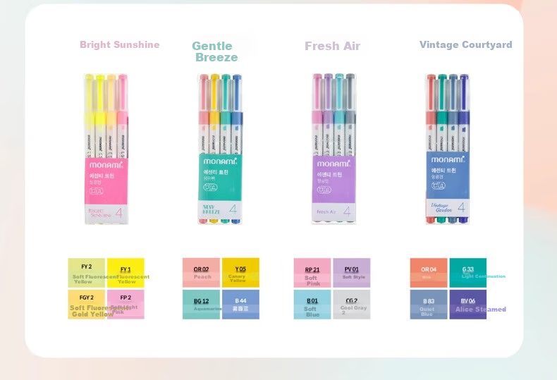 Monami Imported Double-Ended Highlighter Pen, Large Capacity for Students' Note-Taking And Marking, Colorful Pen Set, Dreamy 10-Color Set 06023Z10-FC 4
