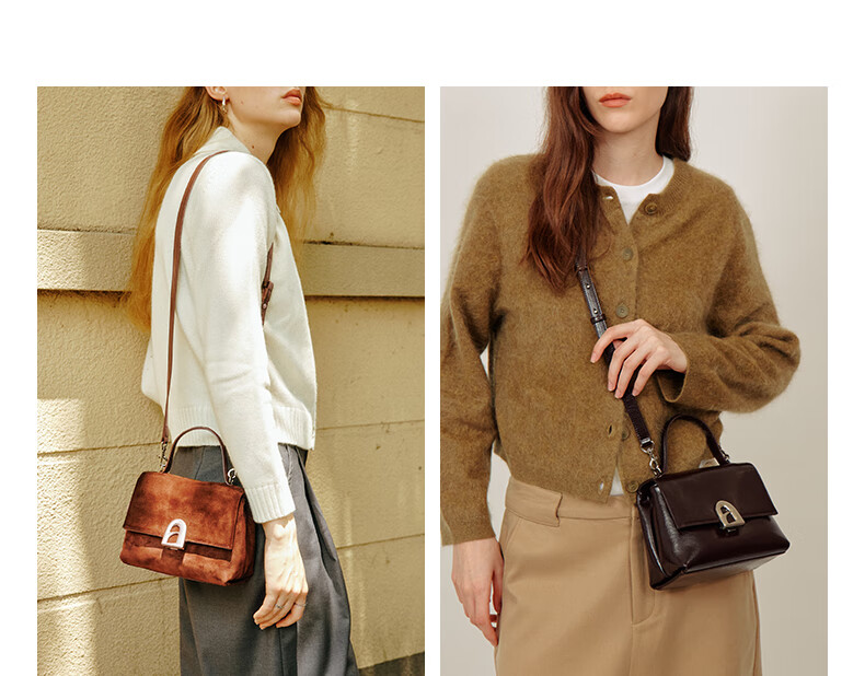 La Festin [He Hongshan's Style] Small Collapsible Handbag, Women's Shoulder Crossbody Kelly Bag, Birthday Gift for Girls 6