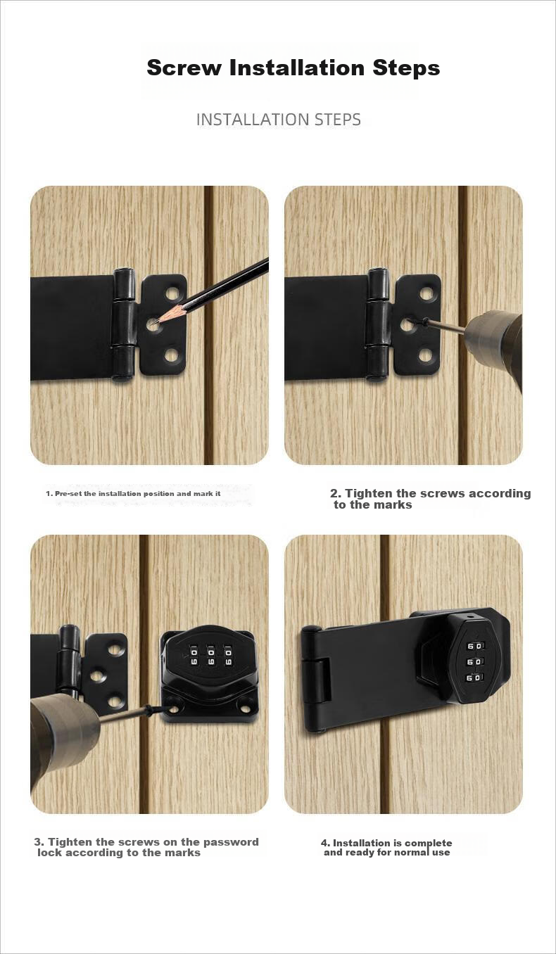 Cuntiandaofu Cabinet Door Lock, Password Lock, No Drilling Required, Drawer Lock, Cabinet Lock, Refrigerator Lock, Double-Opening File Cabinet Latch Lock 13