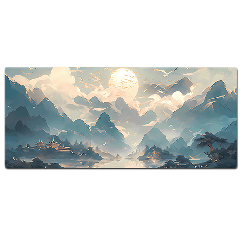 Juyingfeng Large Mouse Pad for Office, Gaming, Motivation, Creative Desk Mat with Locked Edges, Non-Slip, Washable Keyboard And Computer Pad 900*400*2mm Cloud Mist Landscape