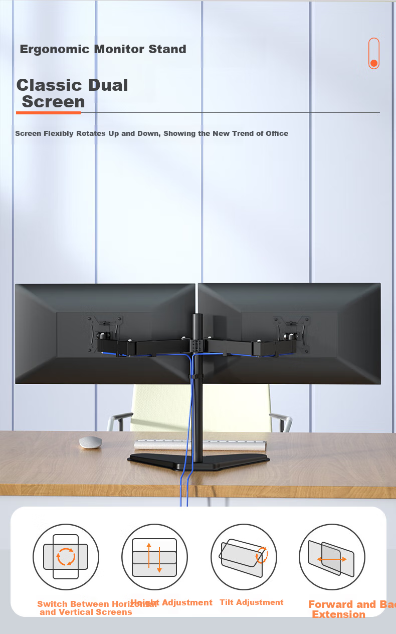 ECOLA Monitor Computer Stand, Height-Increasing Stand, Mechanical Arm Bracket, Spiral Lifting Mechanism, Spring Display Screen Support FT52BK 4