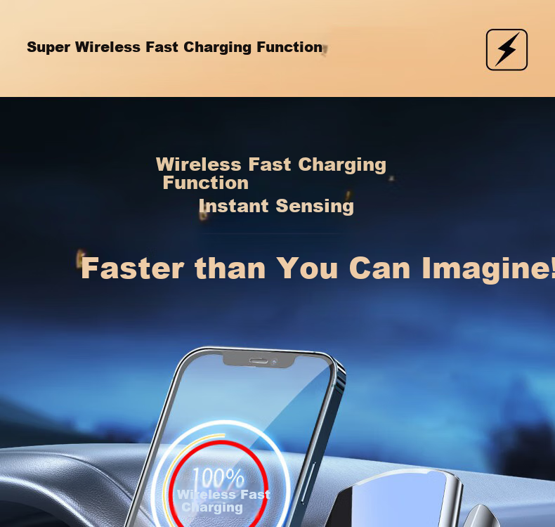 Huashi Car Phone Holder, Wireless Charging, Car Charger, Navigation Clip-On, Automatic Sensing Mount 7