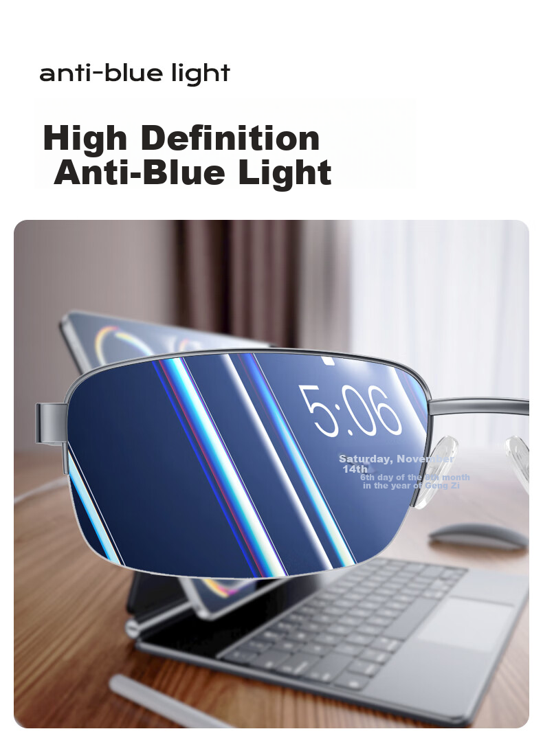 WESEE Reading Glasses for Men, Bifocal German Imported Presbyopic Glasses, Auto-Focus High-Definition Anti-Blue Light Glasses for Back to School 5