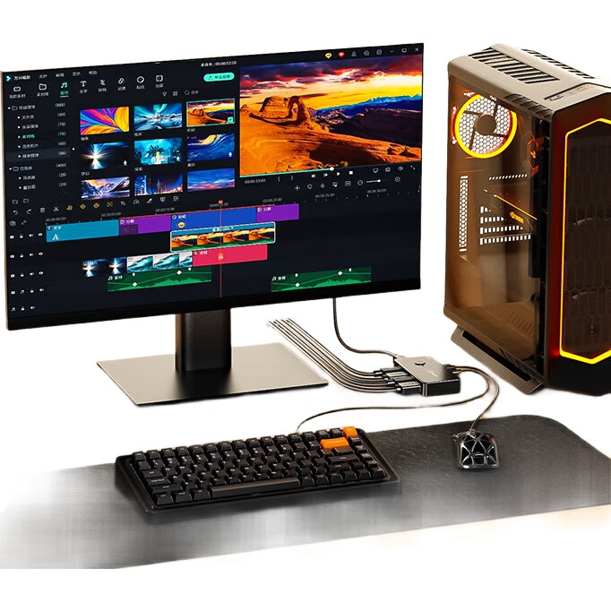 KVM-переключатель BIAZE HDMI, 2 входа, 4K HD, для совместного использования клавиатуры, мыши и принтера двумя компьютерами