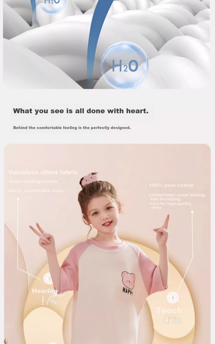 LangSha Children's Pajamas for Girls, Summer Thin Pure Cotton Short-Sleeve Sleepwear Set for Older Girls, New Style 2025 7