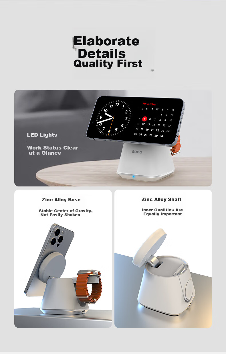 GDGO [Qi+ Apple Certified] Wireless Charger for Smartwatch And Phone, MagSafe Magnetic S11/Ultra3 Fast Charging Compatible with IPhone 18/17/Air Earphones 19