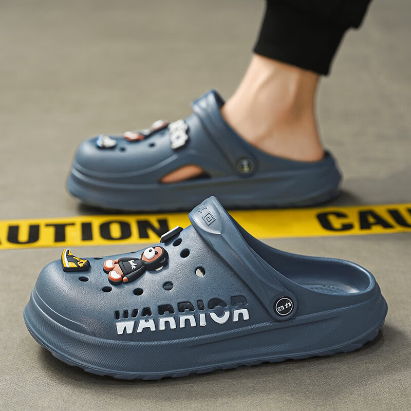 Warrior Official Men's Summer 2026 Outdoor Breathable Slip-On Shoes Non-Slip Slippers Gray Size 43 6