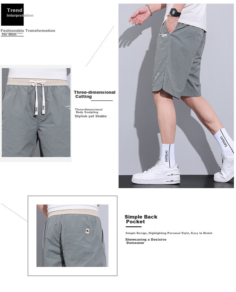 DEERWAY Men's Shorts, Casual Mid-Length Pants, Knee-Length Shorts, Summer Sports Loose-Fitting Pants for Young And Middle-Aged Outdoor Quick-Dry Trousers, Black, 4XL 3