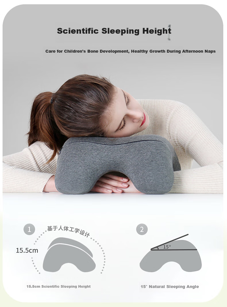 H.nos Large Nap Pillow for Adults, High School And Middle School Students, Office Supplies, Student Reclining Pillow, Nap Aid, Regular Gray Color 9