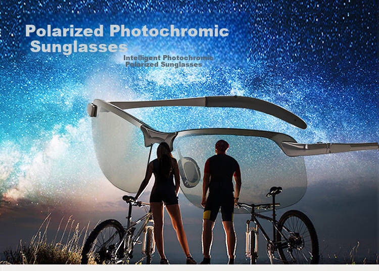 Adandyish Electric Road Bike Glasses, Cycling Photochromic Sunglasses, Sports Protective Eyewear, Fishing Day And Night Dual-Use Windproof Dustproof Glasses 1