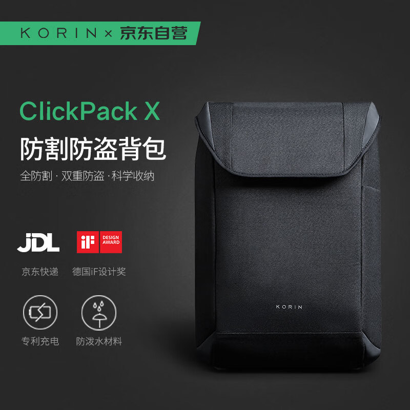 KORIN Anti-Cut Laptop Backpack, Large Capacity, Lightweight for Travel And Commuting, Notebook Backpack for Men, Black, Model K7