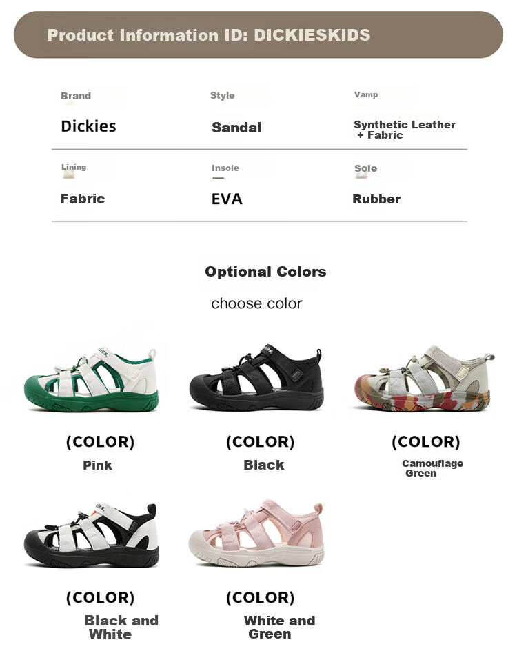 Dickies Children's Sandals, Boys And Girls Non-Slip Beach Shoes, Summer Closed-Toe Anti-Kick Breathable Soft-Soled Hollow Water Shoes 2