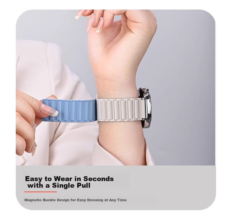 Iboann Compatible with Huawei GT5/GT6 Watch Band for Women, Magnetic Silicone Strap for GT6 PRO, Herringbone Pattern Summer Mint Fresh Women's Watch GT5Pro Wristband 42mm 8