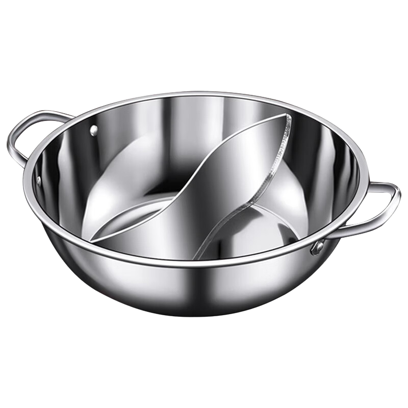 KEGOO 28CM Double Hot Pot Large Capacity Soup Pot Compatible with Gas and Induction Cookers KG610