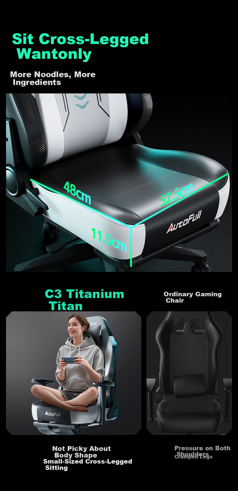 AutoFull C3 Xuanjia Jingdong No.1 Store Co-Branded Black Gold Gaming Chair, Ergonomic Office Chair, Computer Chair 19